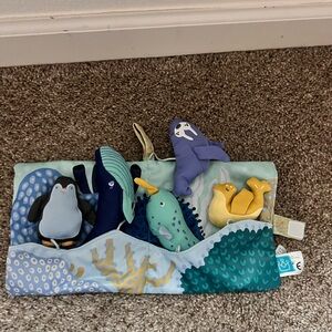 Manhattan Toy Plush Ocean Animal Play Set Book- Blue & Teal Arctic Adventures